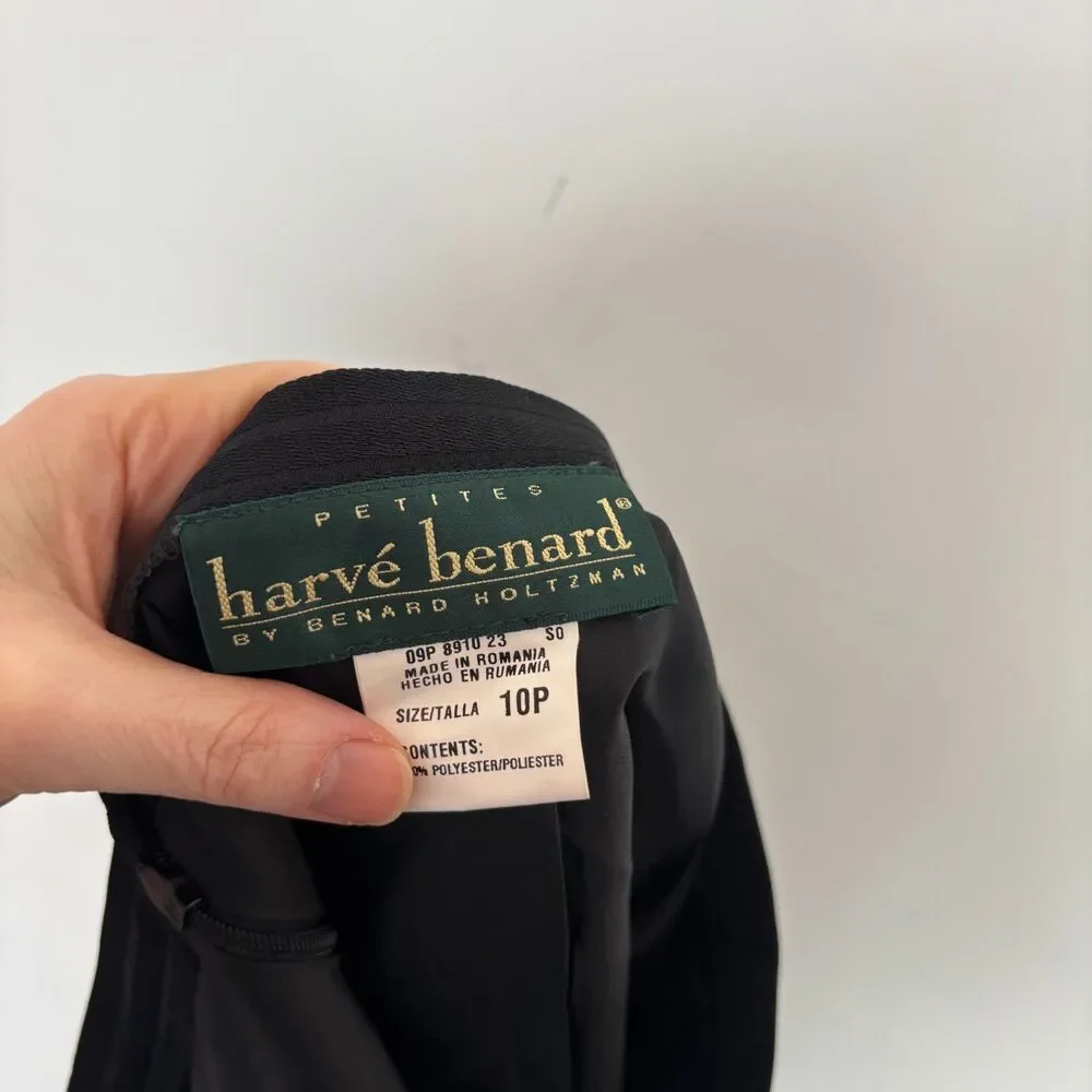 Vintage Harve Benard Black Striped Skirt Suit Blazer Set Women’s 10 Petite